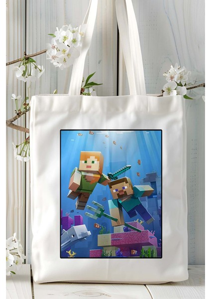 Minecraft Oyun Baskılı Omuz Çanta Kişiye Özel Model 10