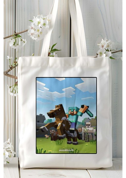Minecraft Oyun Baskılı Omuz Çanta Kişiye Özel Model 9
