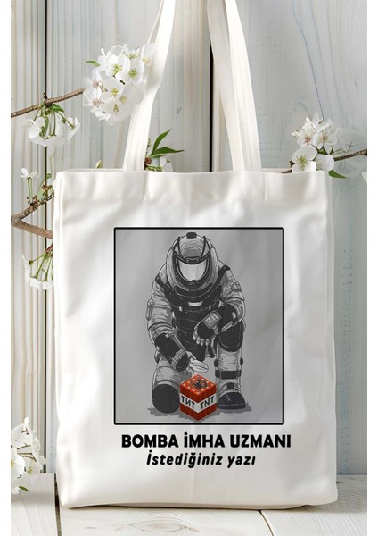 Bomba Imha Uzmanı Baskılı Bez Omuz Çantası Kişiye Özel Model 4