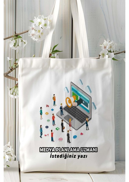 Medya Planlama Baskılı Bez Omuz Çantası Kişiye Özel Model 1
