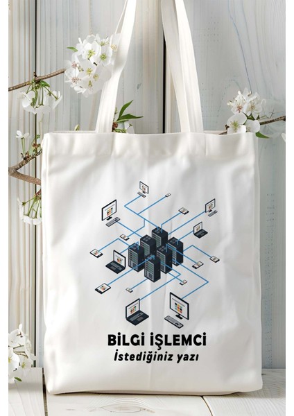 Bilgi Işlemci Baskılı Bez Omuz Çantası Kişiye Özel Model 31