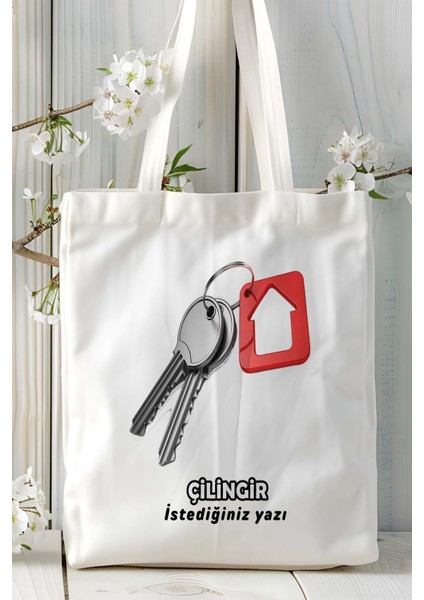 Çilingir Baskılı Bez Omuz Çantası Kişiye Özel Model 11