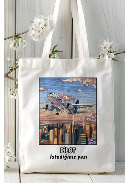 Pilot Baskılı Bez Omuz Çantası Kişiye Özel Model 14