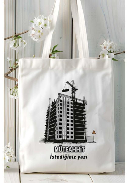 Müteahhit Baskılı Bez Omuz Çantası Kişiye Özel Model 4