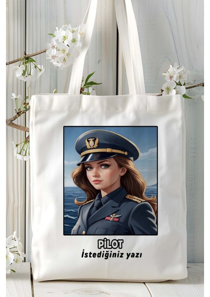 Pilot Baskılı Bez Omuz Çantası Kişiye Özel Model 6