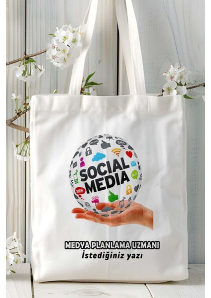 Medya Planlama Baskılı Bez Omuz Çantası Kişiye Özel Model 2