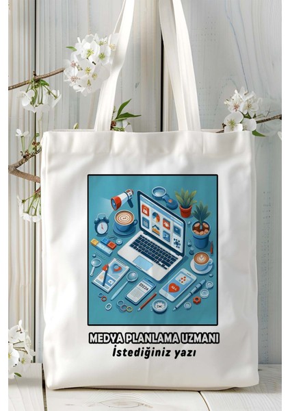 Medya Planlama Baskılı Bez Omuz Çantası Kişiye Özel Model 4