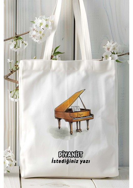 Piyanist Baskılı Bez Omuz Çantası Kişiye Özel Model 2