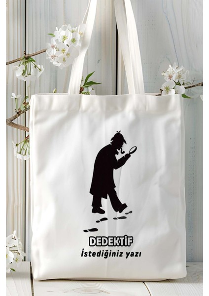 Dedektif Baskılı Bez Omuz Çantası Kişiye Özel Model 2
