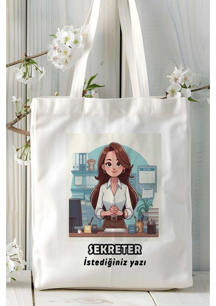 Sekreter Baskılı Bez Omuz Çantası Kişiye Özel Model 3