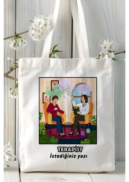 Terapist Baskılı Bez Omuz Çantası Kişiye Özel Model 16