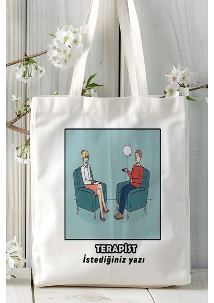 Terapist Baskılı Bez Omuz Çantası Kişiye Özel Model 14