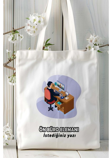 Ön Büro Elemanı Baskılı Bez Omuz Çantası Kişiye Özel Model 2
