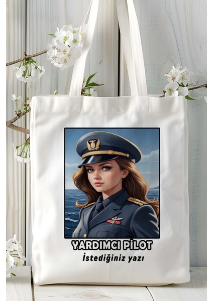 Yardımcı Pilot Baskılı Bez Omuz Çantası Kişiye Özel Model 5
