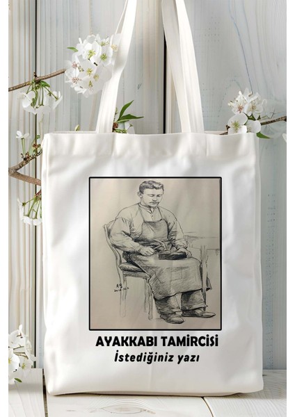 Ayakkabı Tamircisi Baskılı Bez Omuz Çantası Kişiye Özel Model 6