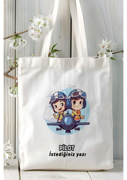 Pilot Baskılı Bez Omuz Çantası Kişiye Özel Model 23