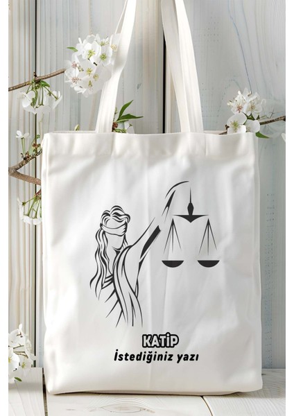 Katip Baskılı Bez Omuz Çantası Kişiye Özel Model 2