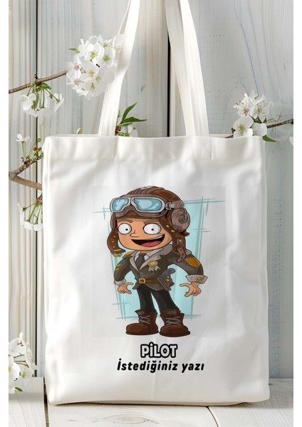Pilot Baskılı Bez Omuz Çantası Kişiye Özel Model 18