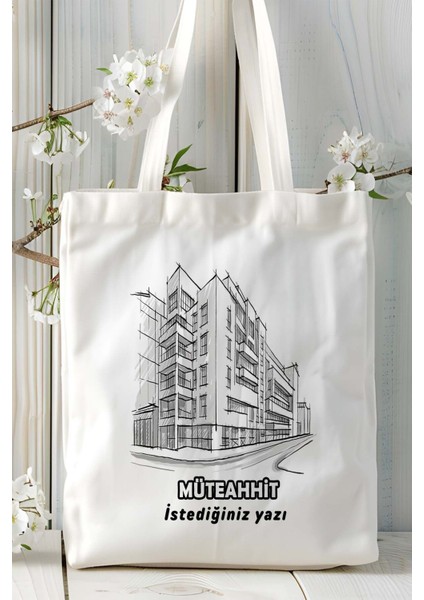 Müteahhit Baskılı Bez Omuz Çantası Kişiye Özel Model 2