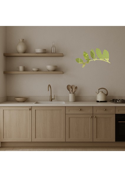 Zarif Yaprak Silüetli Dekoratif Altın Aynalı Tablo - CPTD5437-8622 modelleri