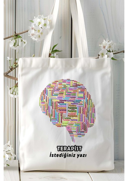 Terapist Baskılı Bez Omuz Çantası Kişiye Özel Model 7