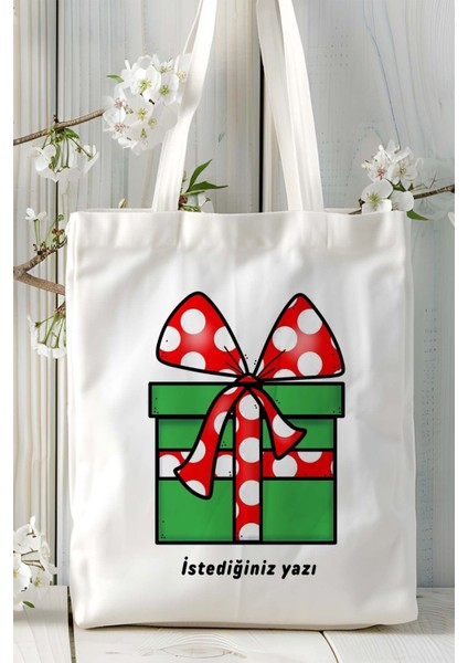 Yılbaşı Yeşil Baskılı Bez Omuz Çantası Kişiye Özel Model 12 fiyatları