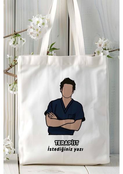 Terapist Baskılı Bez Omuz Çantası Kişiye Özel Model 4