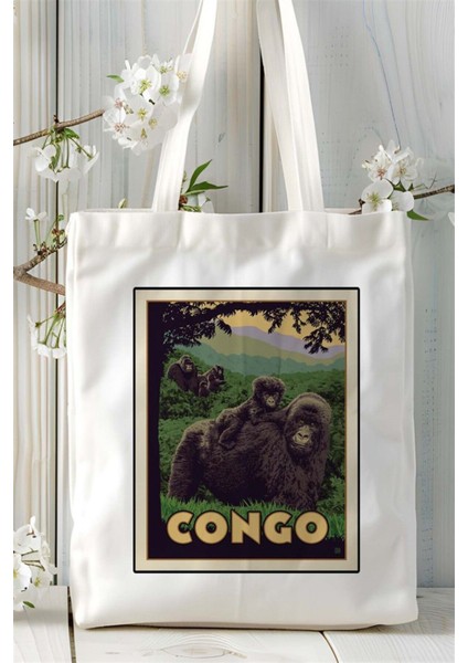 Congo Baskılı Bez Çanta Omuz Çantası Kişiye Özel Desen