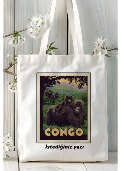 Congo Baskılı Bez Çanta Omuz Çantası Kişiye Özel Desen fiyatları