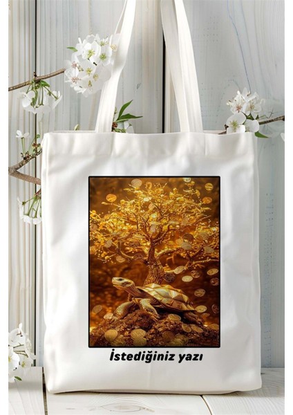 Altın Baskılı Bez Çanta Omuz Çantası Kişiye Özel Desen 5 fiyatları