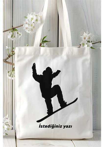 Snowboard Baskılı Bez Çanta Kişiye Özel Model 1 fiyatları