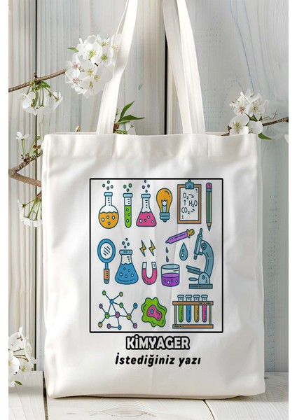 Kimyager Baskılı Bez Omuz Çantası Kişiye Özel Model 13