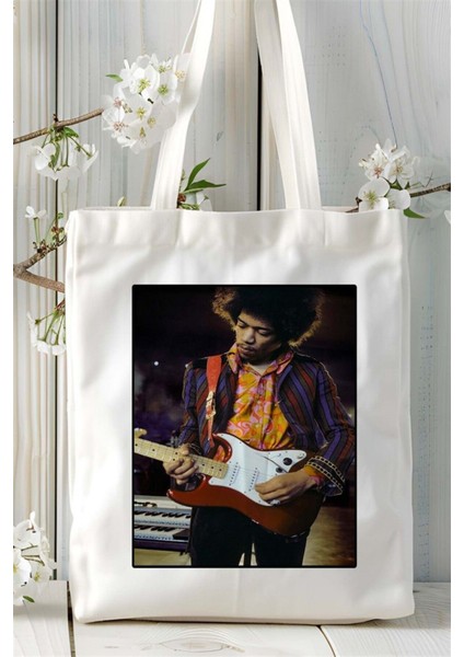 Jimi Hendrix Baskılı Bez Çanta Omuz Çantası Kişiye Özel Desen 3