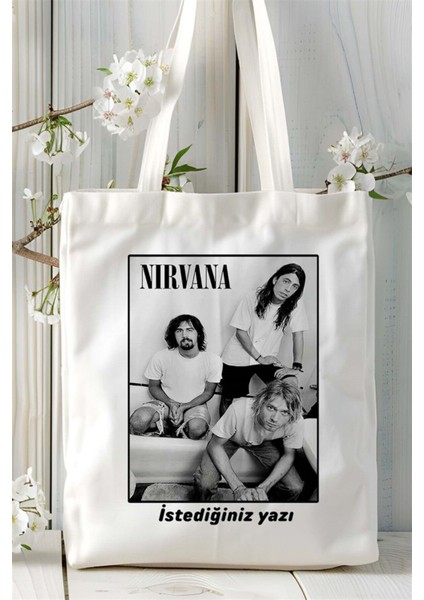 Nirvana Baskılı Bez Çanta Omuz Çantası Kişiye Özel Desen 1 fiyatları