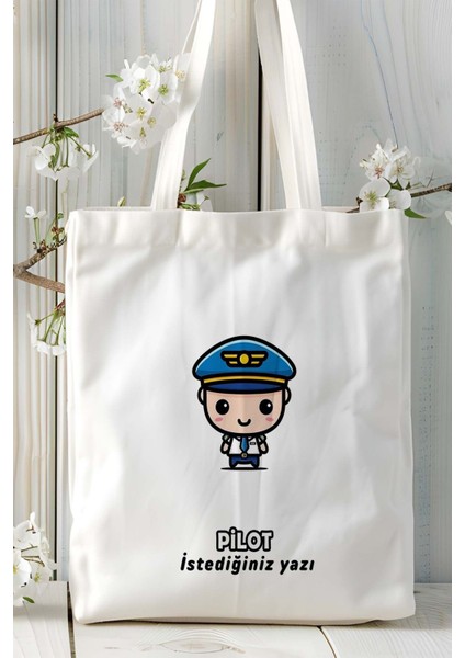 Pilot Baskılı Bez Omuz Çantası Kişiye Özel Model 19