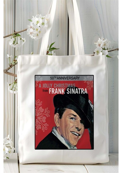 Frank Sinatra Baskılı Bez Çanta Omuz Çantası Kişiye Özel Desen 1