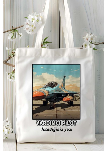 Yardımcı Pilot Baskılı Bez Omuz Çantası Kişiye Özel Model 10