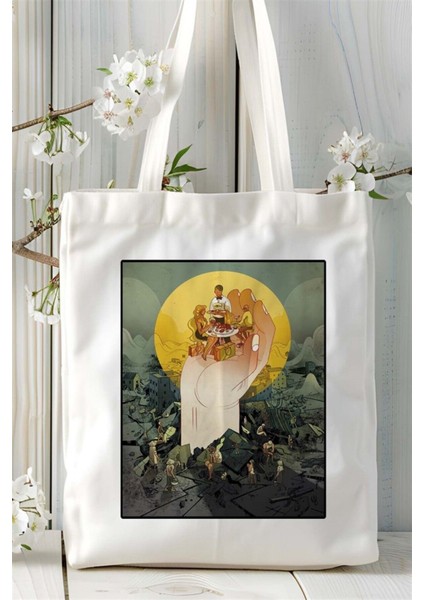 Deprem Baskılı Bez Çanta Omuz Çantası Kişiye Özel Desen 3