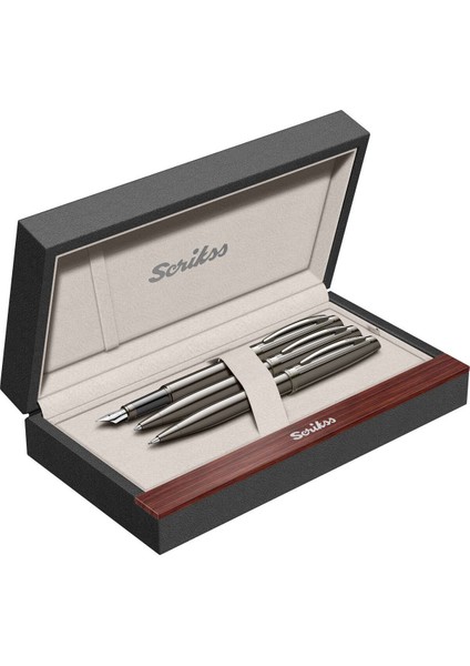 & WizDesign 39 Dolmakalem + Tükenmezkalem + Versatil Üçlü Set Titanyum (Ömür Boyu Garantili - Lüks Kutulu - İsme Özel Tasarım)