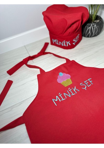Kırmızı Minik Şef Cupcake Önlüğü ve Şapkası, Sevimli ve Şık Çocuk Tasarımı modelleri