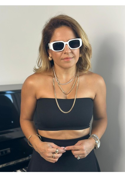 Kısa Straplez Siyah Crop modelleri