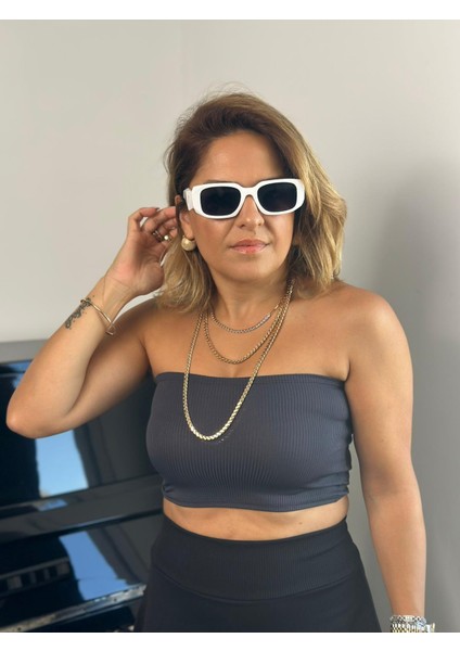 Kısa Straplez Füme Crop