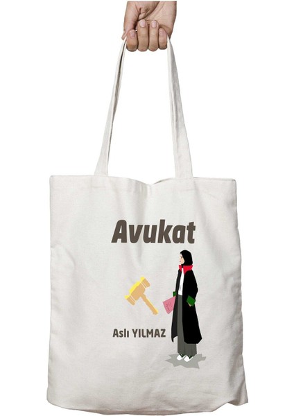 Kişiye Özel Kadın Avukat Iki Tarafı Kalıcı Baskılı Yıkanabilir Okul Plaj Omuz Bez Çantası