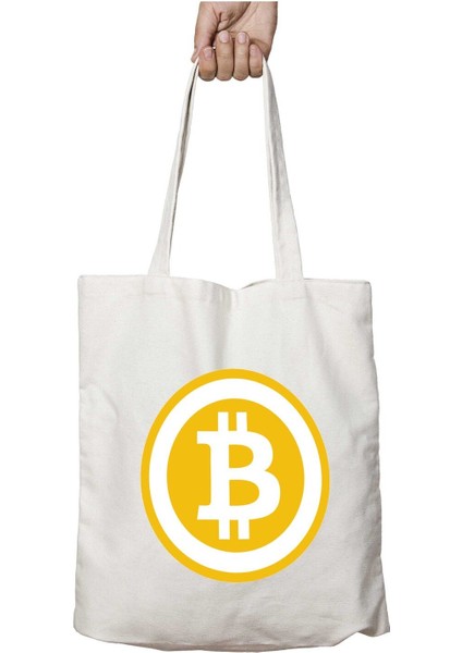 Bitcoin Altın Iki Taraf Kalıcı Yıkanabilir Okul Plaj Omuz Bez Çanta