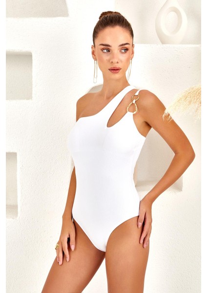 Aksesuarlı Tek Omuz Mayo LPN254150