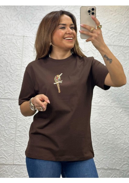 Acı Kahve Kuşlu Tshirt