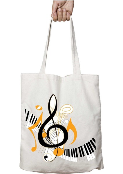 Müzik Notalar Anahtar Iki Taraf Kalıcı Yıkanabilir Okul Plaj Omuz Bez Çanta