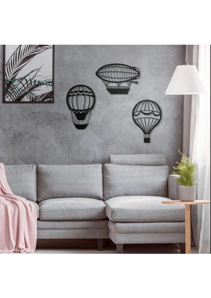 Siyah Uçan Balon Duvar Süsü 3 Parça, Dekoratif ve Şık Tasarım fiyatları