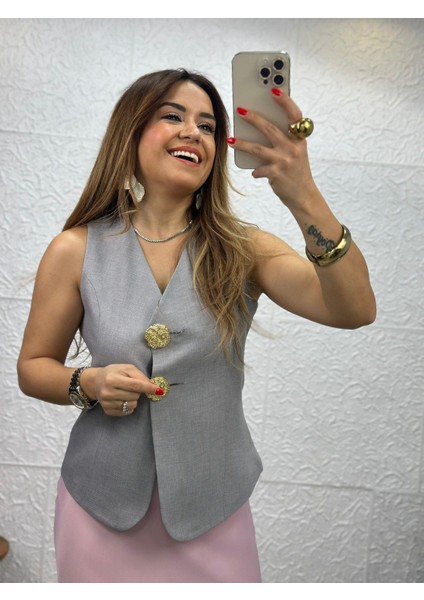 Gri Düğmeli Yelek fırsatları