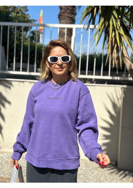 Mor Şardonlu Sweatshirt